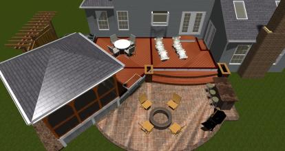 Silver Spring patio deck gazebo and pergola design rendering plan